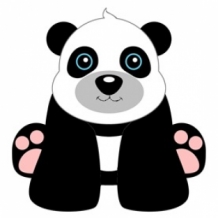 full color strijkapplicatie, panda