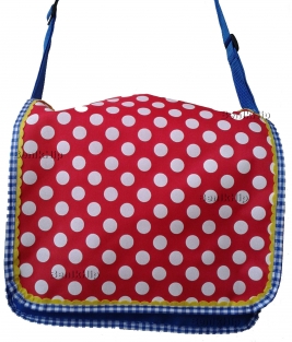 Polkadots schooltas, rood met witte stippen