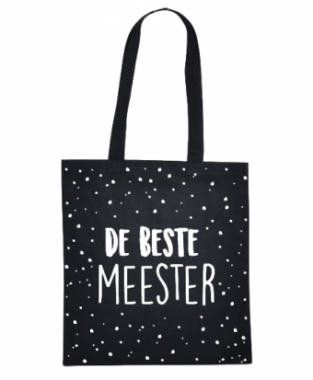 Zwarte Katoenen tas de leukste meester